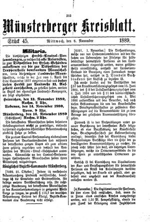 Münsterberger Kreisblatt on Nov 6, 1889