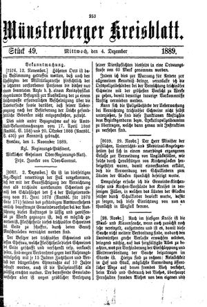 Münsterberger Kreisblatt vom 04.12.1889