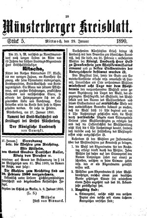 Münsterberger Kreisblatt vom 29.01.1890