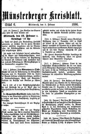 Münsterberger Kreisblatt vom 05.02.1890
