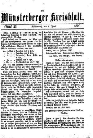 Münsterberger Kreisblatt vom 04.06.1890