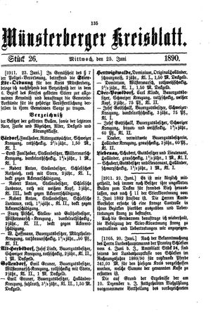 Münsterberger Kreisblatt on Jun 25, 1890