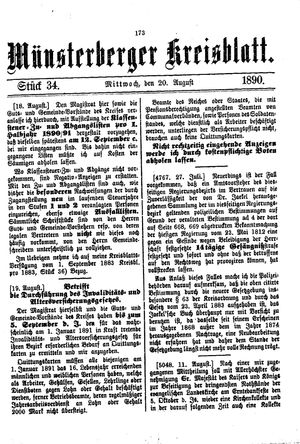 Münsterberger Kreisblatt vom 20.08.1890