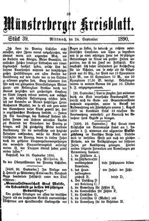 Münsterberger Kreisblatt vom 24.09.1890