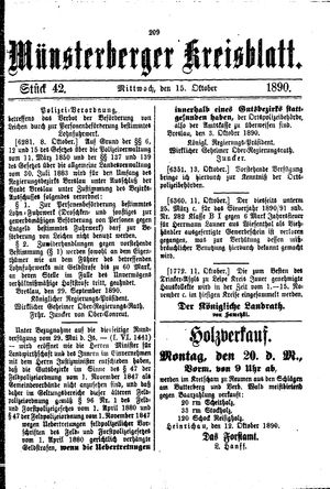 Münsterberger Kreisblatt vom 15.10.1890