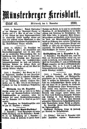 Münsterberger Kreisblatt vom 05.11.1890