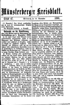 Münsterberger Kreisblatt vom 19.11.1890