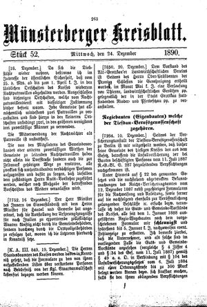 Münsterberger Kreisblatt vom 24.12.1890