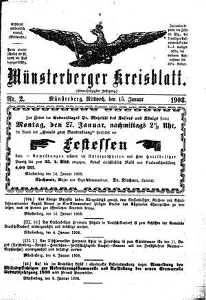 Münsterberger Kreisblatt vom 15.01.1908