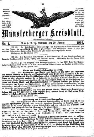 Münsterberger Kreisblatt vom 29.01.1908