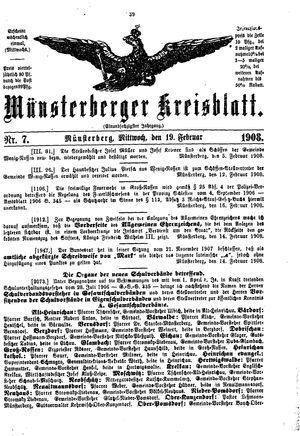 Münsterberger Kreisblatt on Feb 19, 1908