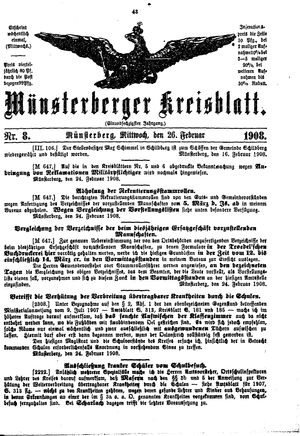 Münsterberger Kreisblatt vom 26.02.1908