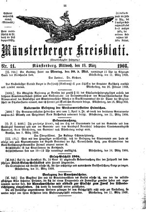 Münsterberger Kreisblatt vom 18.03.1908