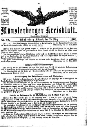 Münsterberger Kreisblatt on Mar 25, 1908