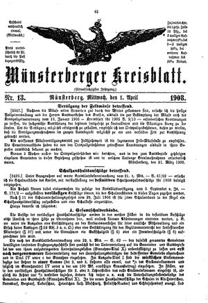 Münsterberger Kreisblatt vom 01.04.1908