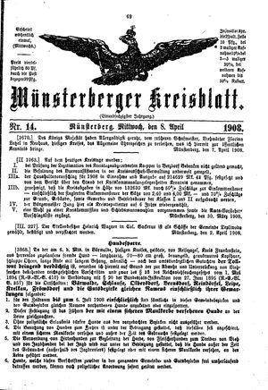 Münsterberger Kreisblatt vom 08.04.1908