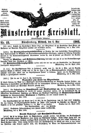 Münsterberger Kreisblatt vom 06.05.1908