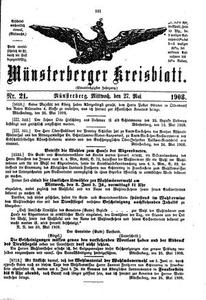 Münsterberger Kreisblatt on May 27, 1908