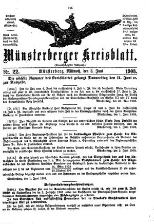 Münsterberger Kreisblatt vom 03.06.1908