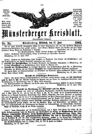 Münsterberger Kreisblatt vom 17.06.1908