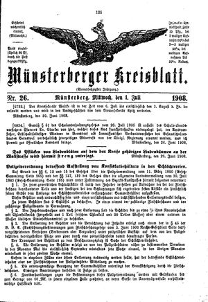 Münsterberger Kreisblatt vom 01.07.1908