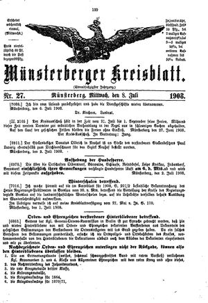 Münsterberger Kreisblatt vom 08.07.1908