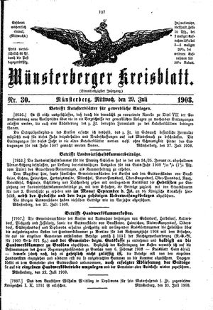 Münsterberger Kreisblatt vom 29.07.1908