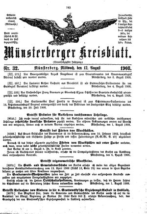 Münsterberger Kreisblatt vom 12.08.1908