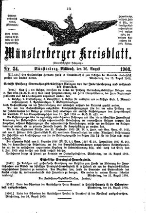 Münsterberger Kreisblatt vom 26.08.1908