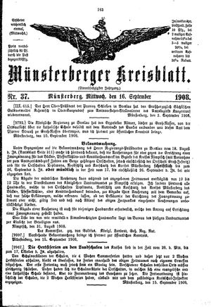 Münsterberger Kreisblatt vom 16.09.1908