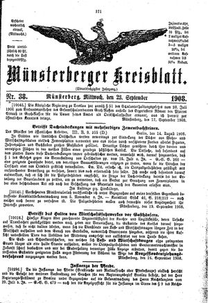 Münsterberger Kreisblatt vom 23.09.1908