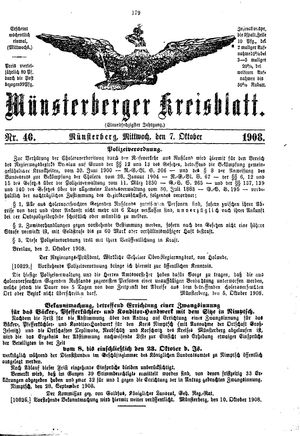 Münsterberger Kreisblatt on Oct 7, 1908