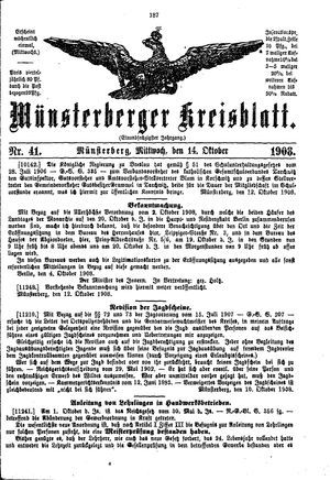 Münsterberger Kreisblatt vom 14.10.1908