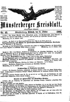 Münsterberger Kreisblatt vom 21.10.1908