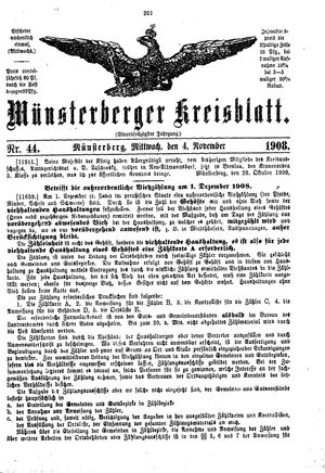 Münsterberger Kreisblatt vom 04.11.1908