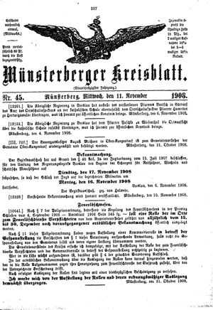 Münsterberger Kreisblatt vom 11.11.1908
