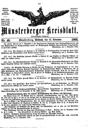 Münsterberger Kreisblatt vom 18.11.1908