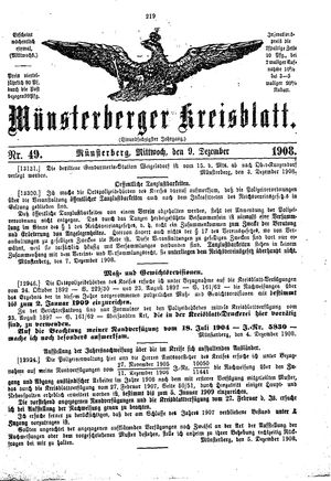 Münsterberger Kreisblatt vom 09.12.1908