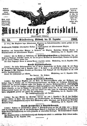Münsterberger Kreisblatt vom 23.12.1908