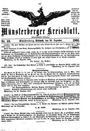 Münsterberger Kreisblatt vom 30.12.1908