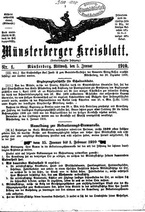 Münsterberger Kreisblatt on Jan 5, 1910