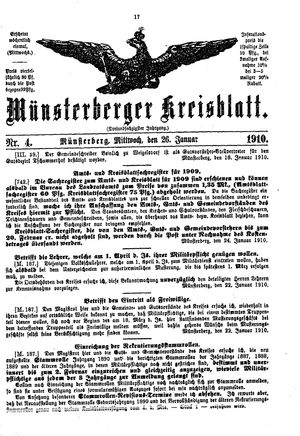 Münsterberger Kreisblatt vom 26.01.1910