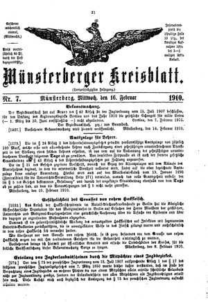 Münsterberger Kreisblatt vom 16.02.1910
