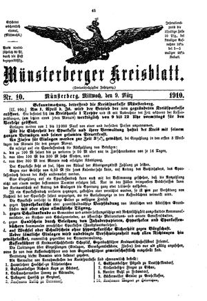 Münsterberger Kreisblatt vom 09.03.1910