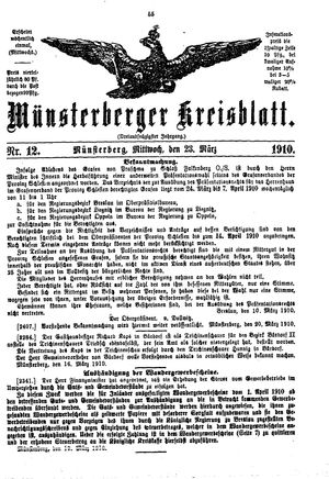 Münsterberger Kreisblatt vom 23.03.1910