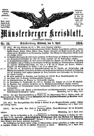 Münsterberger Kreisblatt vom 06.04.1910