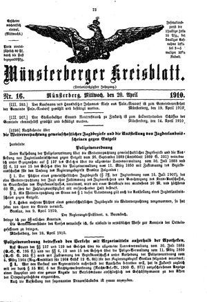 Münsterberger Kreisblatt vom 20.04.1910