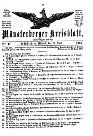 Münsterberger Kreisblatt vom 27.04.1910