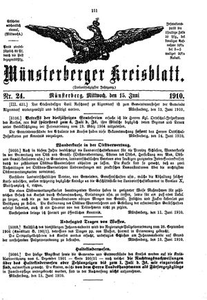Münsterberger Kreisblatt on Jun 15, 1910