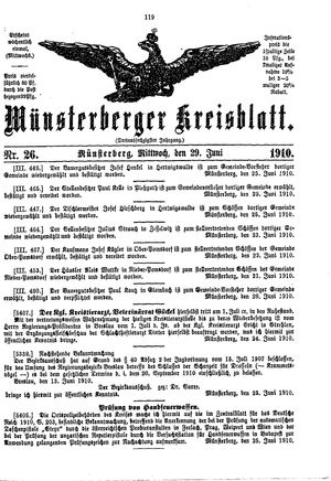Münsterberger Kreisblatt vom 29.06.1910